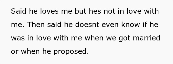Text message revealing husband tells pregnant wife he never loved her and doubts his feelings during marriage or proposal.