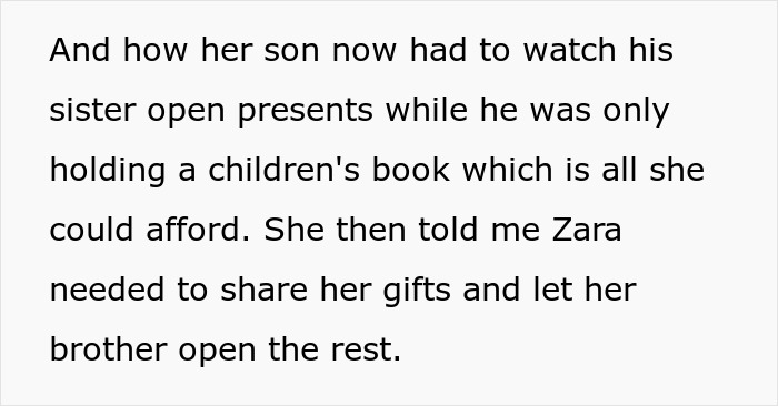 Alt text: Son watches sister open Christmas presents while holding a children’s book, highlighting gift disparity and family tension. Alt text: Son watches sister open Christmas presents while holding a children’s book, highlighting gift disparity and family tension.