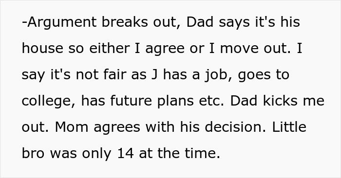 Text message describing a family argument leading to a woman refusing to let parents see her baby due to past events.