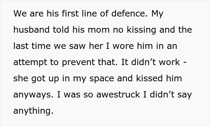 Mother standing firm as MIL keeps kissing newborn despite clear no-kissing rule to protect baby's health and safety. Mother standing firm as MIL keeps kissing newborn despite clear no-kissing rule to protect baby's health and safety.