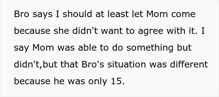 Text conversation discussing a woman refusing to let parents see her baby due to a 15-year-old incident.