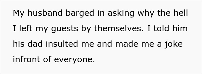 Alt text: Woman upset after man calls daughter-in-law fat in front of guests while husband laughs and defends his dad Alt text: Woman upset after man calls daughter-in-law fat in front of guests while husband laughs and defends his dad