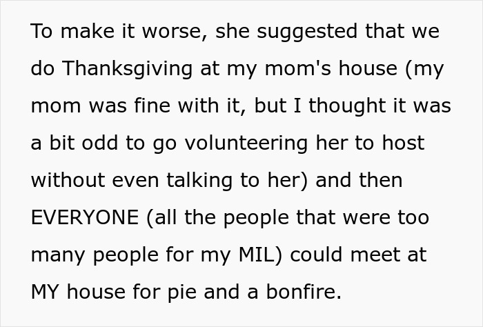 Text about woman refusing to attend MIL&rsquo;s Thanksgiving after being reinvited due to guests flaking and hosting issues.