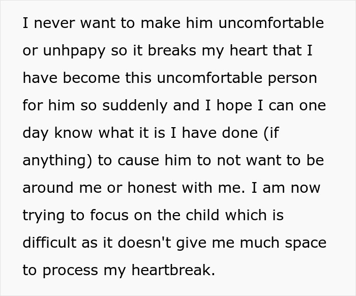 Pregnant wife expresses heartbreak and concern about co-parenting after bipolar guy leaves her for young lover.