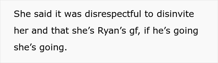 Text excerpt about guestzilla ignoring food allergy restrictions, leading to her being disinvited from the party.