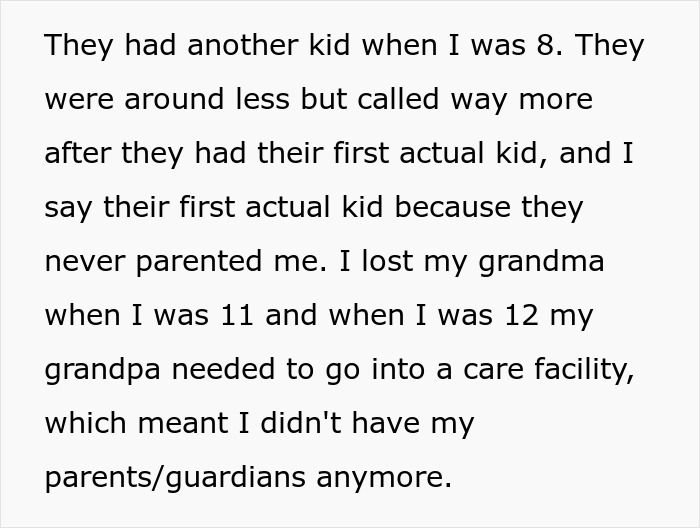 Text describing a teen refusing to live with bio parents who abandoned him, leading to a court dispute.