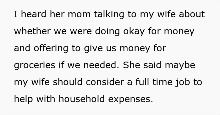 Text excerpt showing a wife&rsquo;s financial struggles and her mother&rsquo;s suggestion for a full-time job to help household expenses.