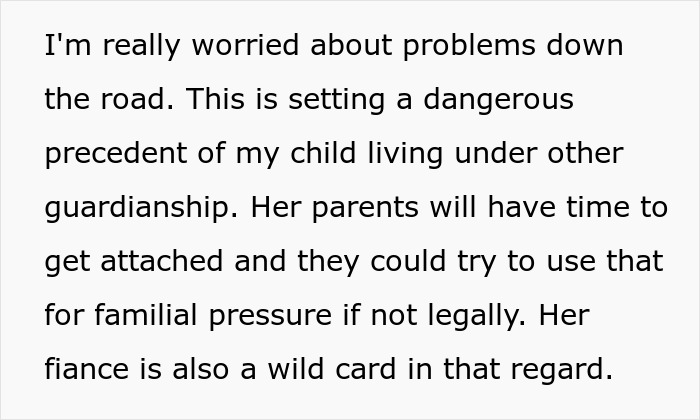 Text expressing worry about guardianship issues and familial pressure involving a cousin with cancer and borrowing baby.