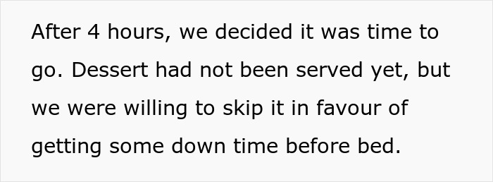 Text on a white background reading a couple held hostage at dinner after 4 hours without dessert, fearing food damage to car. Text on a white background reading a couple held hostage at dinner after 4 hours without dessert, fearing food damage to car.
