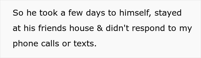 Text excerpt from a story where a guy avoids communication after spiraling over fiancée’s tattoo designed by ex. Text excerpt from a story where a guy avoids communication after spiraling over fiancée’s tattoo designed by ex.