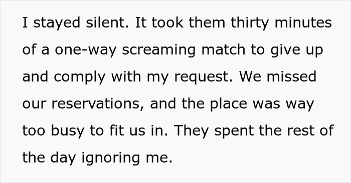 Text showing a woman refusing to drive until all friends buckle seat belts, causing tension and a ruined road trip.