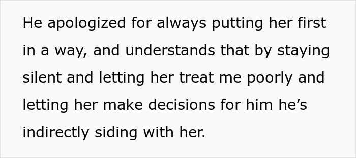 Text excerpt discussing a husband apologizing for prioritizing his wife and allowing her to control parenting and decisions.