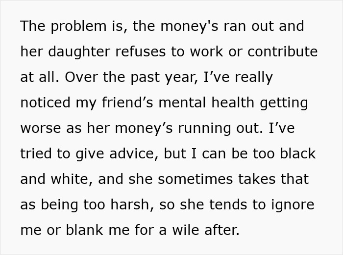 Woman looking worried while her daughter refuses to help financially, showing a daughter step up to help mom challenge.