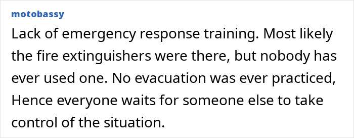 Comment highlighting lack of emergency response training amid the horrific Swiss resort blaze that claimed nearly 50 lives. Comment highlighting lack of emergency response training amid the horrific Swiss resort blaze that claimed nearly 50 lives.