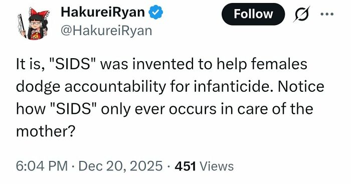 Tweet falsely spreading medical misinformation about SIDS and infant care accountability, sparking rightful online criticism.