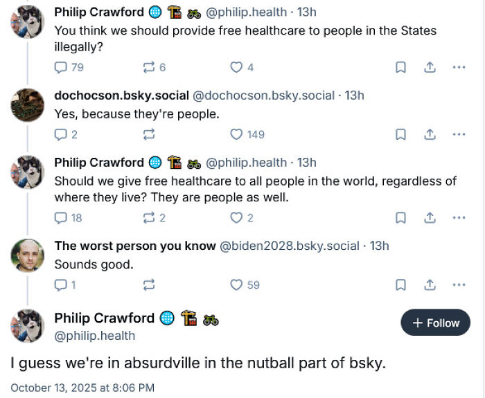 Twitter conversation discussing free healthcare with medical knowledge claims being debated and challenged online.