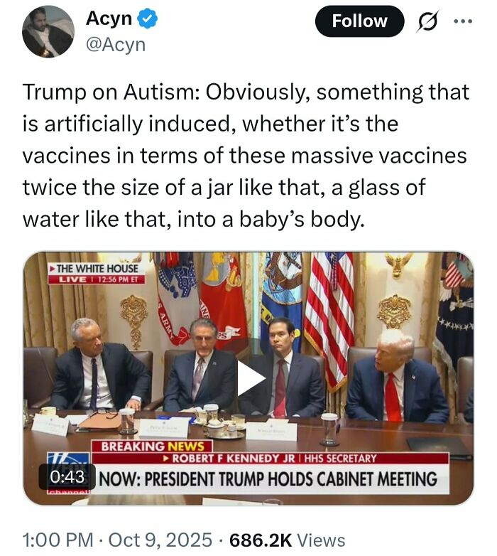 Screenshot of a controversial tweet discussing vaccines and autism, related to people spreading medical misinformation.