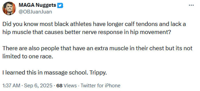 Screenshot of a tweet sharing controversial medical knowledge claims about muscles, illustrating medical misinformation and public shaming.