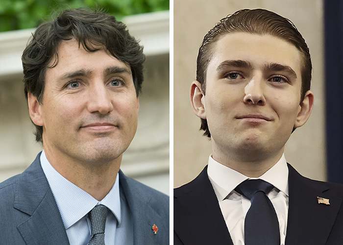 Barron Trump at a formal event, wearing a suit and tie, sparking paternity conspiracy theories online. Barron Trump at a formal event, wearing a suit and tie, sparking paternity conspiracy theories online.