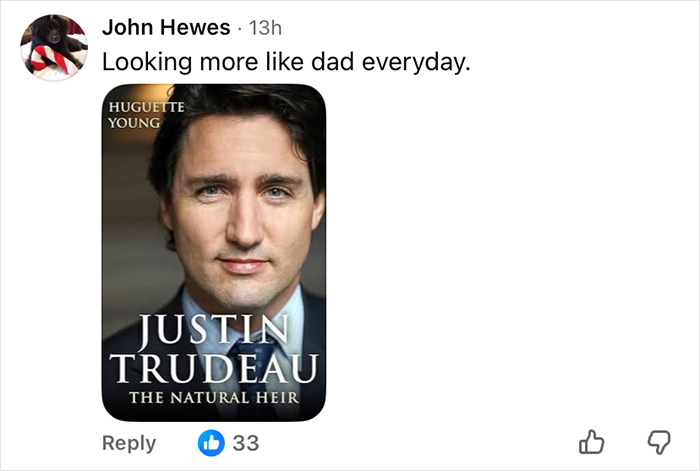 Social media comment linking Barron Trump to paternity conspiracy theories with an edited image of Justin Trudeau. Social media comment linking Barron Trump to paternity conspiracy theories with an edited image of Justin Trudeau.