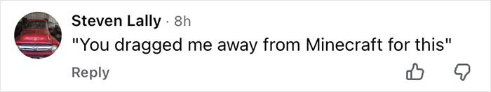 Comment by Steven Lally saying he was dragged away from Minecraft, related to Barron Trump’s awkward moment and paternity theories. Comment by Steven Lally saying he was dragged away from Minecraft, related to Barron Trump’s awkward moment and paternity theories.