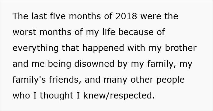 Text excerpt describing the worst period in life due to brother's stalker tendencies causing loss of college, job, and sanity.