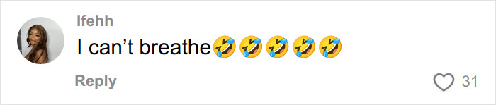 Screenshot of a social media comment saying "I can’t breathe" with multiple laughing emojis reacting to a viral Dior handbag listing.