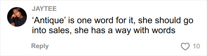 Comment from Jaytee reacting to a Vinted listing for a Dior handbag with humorous and critical tone.