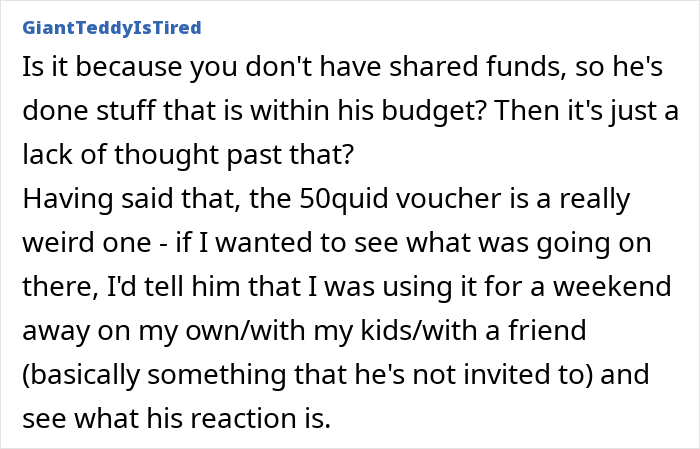 Comment discussing ungrateful woman and husband's gifts, with people agreeing the gifts are abhorrent and thoughtless.