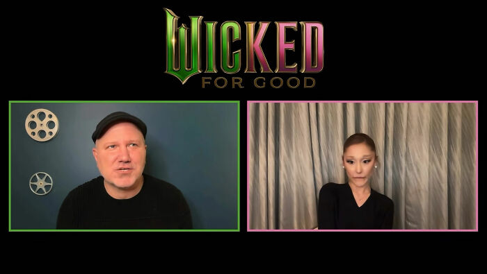 Two people in a video call discussing Ariana Grande's bizarre mannerisms sparking numerous theories recently.