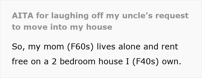 Text excerpt from an online forum post about an entitled uncle expecting his niece to be his retirement plan.