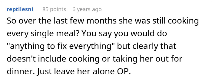 Text comment about a chef girlfriend and boyfriend not going to restaurants, discussing cooking meals at home. Text comment about a chef girlfriend and boyfriend not going to restaurants, discussing cooking meals at home.