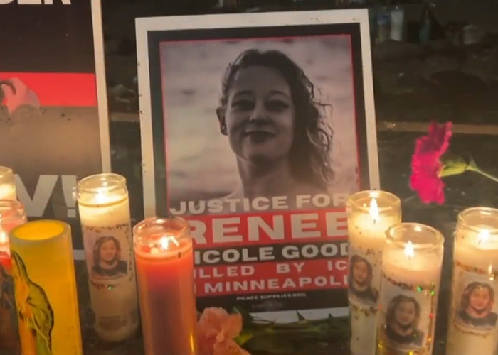 Memorial candles and a photo display calling for justice in the fatal shooting of Renée Nicole Good by ICE. Memorial candles and a photo display calling for justice in the fatal shooting of Renée Nicole Good by ICE.
