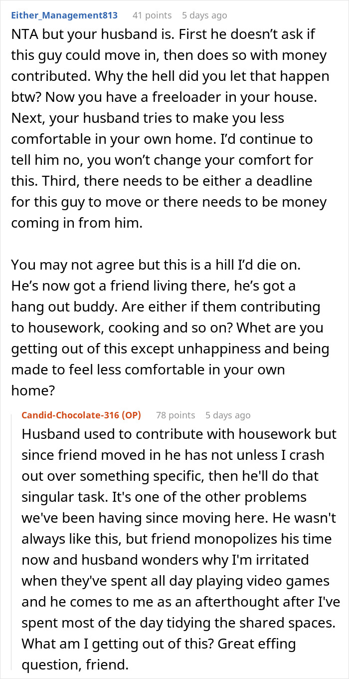 Text conversation about a woman never wearing a bra at home and the husband becoming bothered by it.