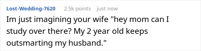 Text post saying imagining wife asking to study while her 2-year-old outsmarts dad trying to manage toddler from mom. Text post saying imagining wife asking to study while her 2-year-old outsmarts dad trying to manage toddler from mom.