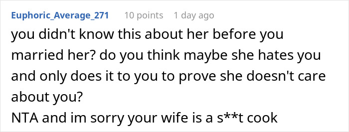 Screenshot of a forum comment discussing a wife’s reaction after her husband embarrasses her in front of her parents. Screenshot of a forum comment discussing a wife’s reaction after her husband embarrasses her in front of her parents.
