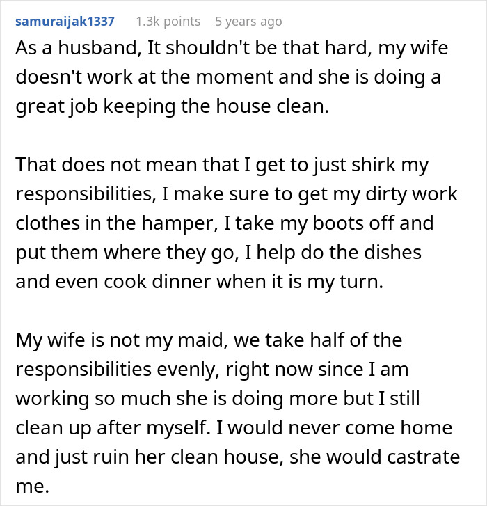 Husband discusses sharing home chores with wife who insists she doesn’t do anything and stops cleaning his mess. Husband discusses sharing home chores with wife who insists she doesn’t do anything and stops cleaning his mess.