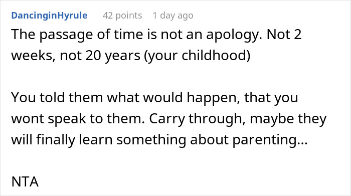 Text post discussing time, parenting lessons, and the decision to ban grandparents after spanking a 3YO. Text post discussing time, parenting lessons, and the decision to ban grandparents after spanking a 3YO.