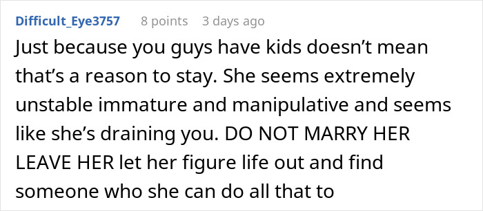 Reddit comment screenshot warning man not to marry, calling girlfriend a GF ATM and manipulative Reddit comment screenshot warning man not to marry, calling girlfriend a GF ATM and manipulative