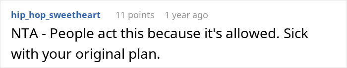Screenshot of an online comment discussing a woman refusing to attend MIL&rsquo;s Thanksgiving after being reinvited due to guest cancellations.