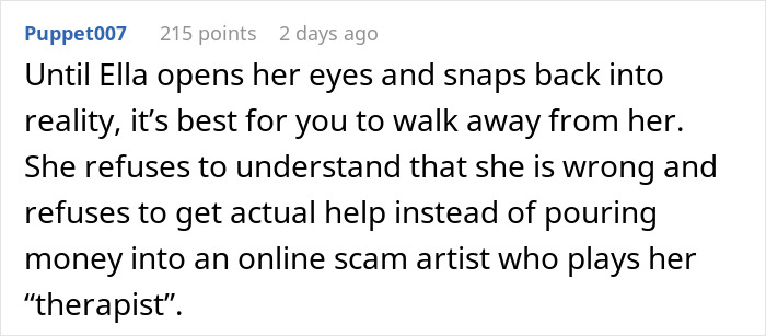 Comment discussing fianc&eacute;e&rsquo;s obsession with her bully and its impact on relationships and stalking behavior.