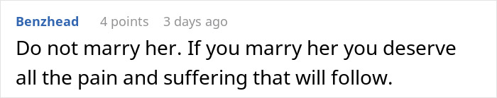 Reddit comment saying do not marry her, illustrating man feels like his GF's ATM scenario Reddit comment saying do not marry her, illustrating man feels like his GF's ATM scenario