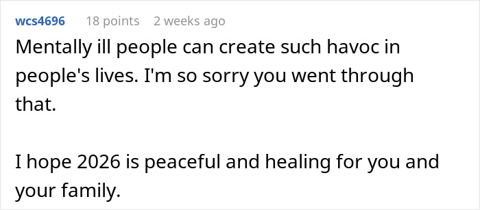 Comment from user wcs4696 expressing sympathy for someone&rsquo;s experience with a hair stylist and hoping for healing.