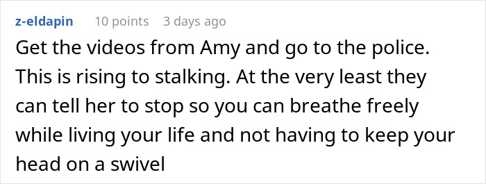 Screenshot of an online comment discussing concerns about stalking after a coworker films to prove someone's disability.