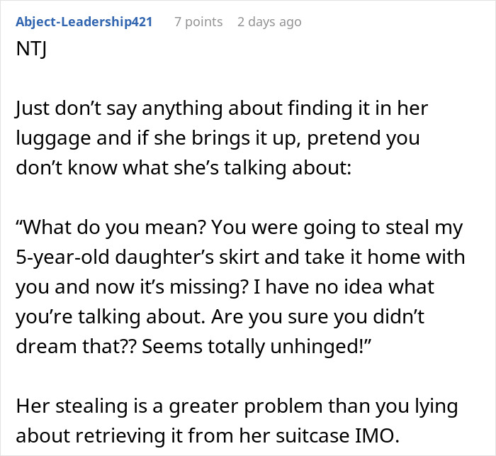 Woman looking guilty after stealing her 5-year-old niece’s skirt and lying when caught red-handed. Woman looking guilty after stealing her 5-year-old niece’s skirt and lying when caught red-handed.