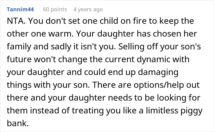 Screenshot of Reddit comment about a Selfish Lady Ignores Adopted Fam, daughter choosing bio family over adoptive parents