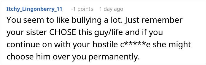 Comment about a woman worried about her sister who became a tradwife and the consequences of hostile behavior. Comment about a woman worried about her sister who became a tradwife and the consequences of hostile behavior.