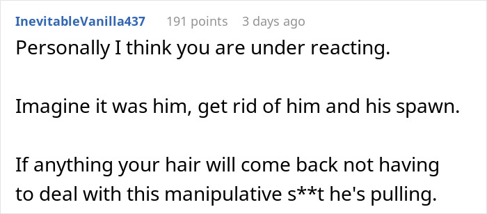 Screenshot of an online comment discussing a stepdaughters&rsquo; gift pushing a woman to her limits and a viral husband conversation.