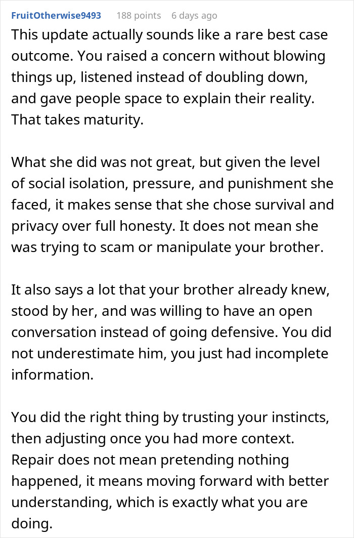 Screenshot of a Reddit comment discussing social isolation and survival in relation to a Venmo search uncovering fabricated past life. Screenshot of a Reddit comment discussing social isolation and survival in relation to a Venmo search uncovering fabricated past life.