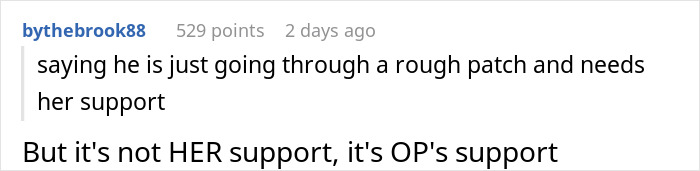 Comment discussing a rich man realizing he is quietly supporting his sister&rsquo;s jobless boyfriend and decides to stop.